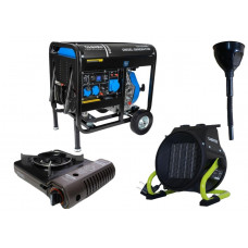 Дизельный генератор TAGRED TA10300D + газовая плитка Orcamp CK-505 + электрический обогреватель Gardyer HE2000