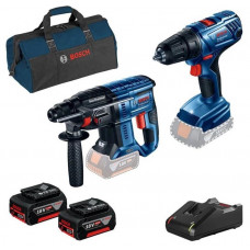 Набор аккумуляторных инструментов: перфоратор Bosch Professional GBH 180-LI + шуруповерт Bosch Professional GSR 180-LI + 2 АКБ GBA 18V 4.0Ah + ЗУ GAL 18V-40 + Сумка (0615990M31)